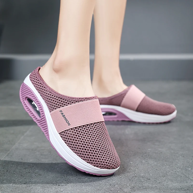 Women's Mesh Thick Soled Shoes Platform Sandals Fashionable Anti Slip Outdoor Beach Slippers Shoes Home Outdoor Women's Shoes
