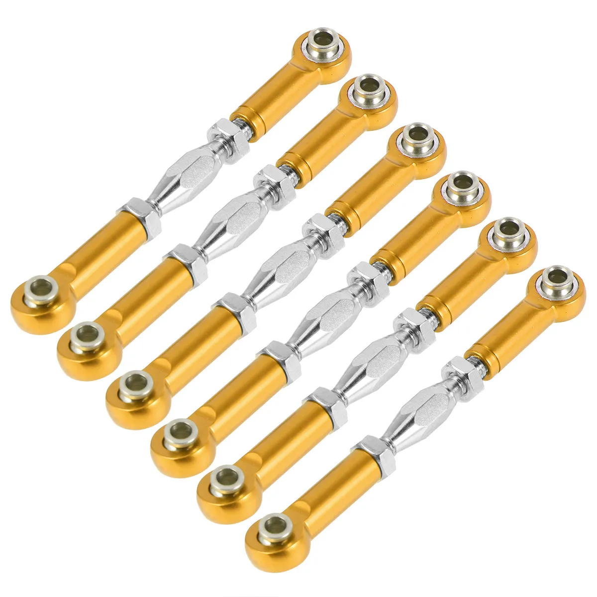 

6 шт. 71 мм тяги-фиксаторы для рулевого управления радиоуправляемых машин, грузовиков, багги, металлические, желтые, с ЧПУ