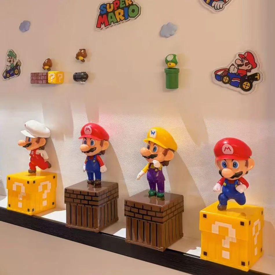 

4pcs/set Super Mario Action Figure Model Doll Cake Decoration Car Ornaments Anime Peripherals Children Toys