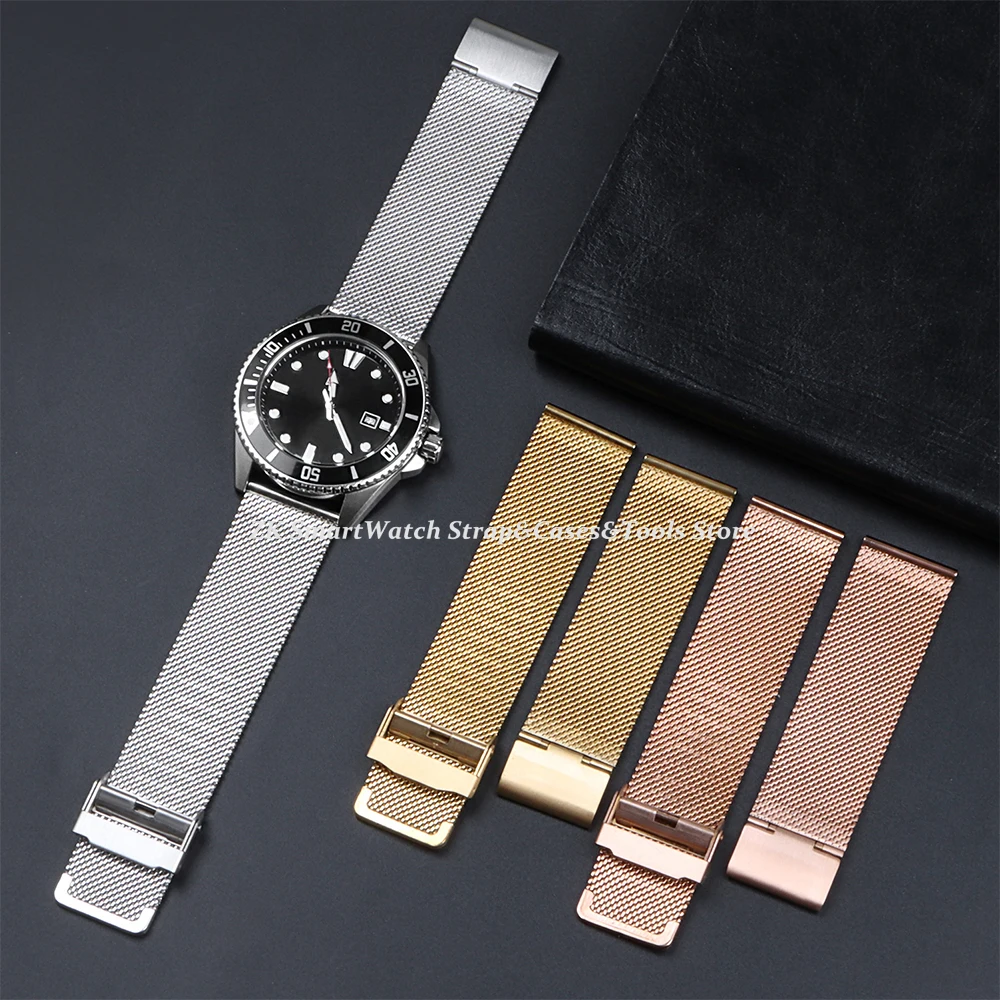 0.6 Mesh Milanese Strap 18mm 20mm 22mm 12mm 14mm 16mm 18mm 19mm 21mm 24mm Universal Stainless Steel Watch Bracelet for Men Women