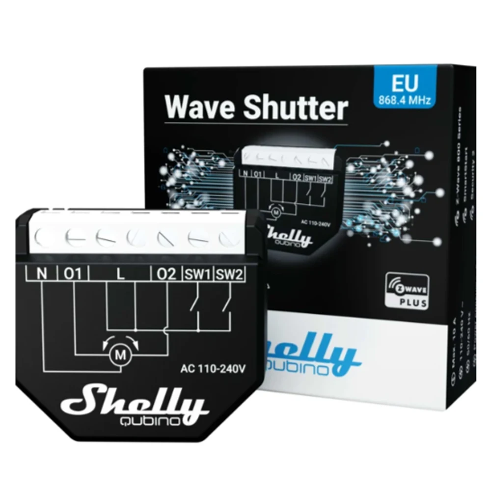 Shelly Qubino Wave Shutter Z-Wave control power 10 A per channel​ control roller shutters blinds windows awnings pool covers