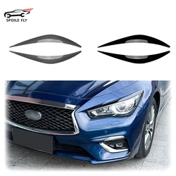 2014 Per Infiniti Q50 Auto Anteriore Sopracciglio Palpebra Faro Ciglia Copertura Trim Gloss Nero Adesivo In Fibra di Carbonio Esterno ABS