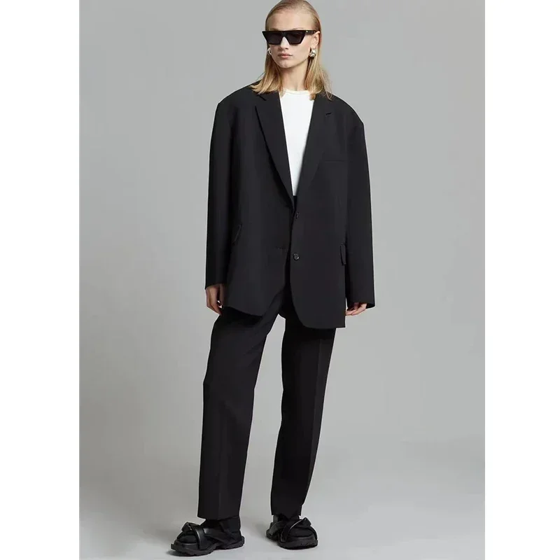 FKS @ LUXURY-Casaco com dois botões, blazer americano extragrande, moda para outono e inverno, novo, 2022