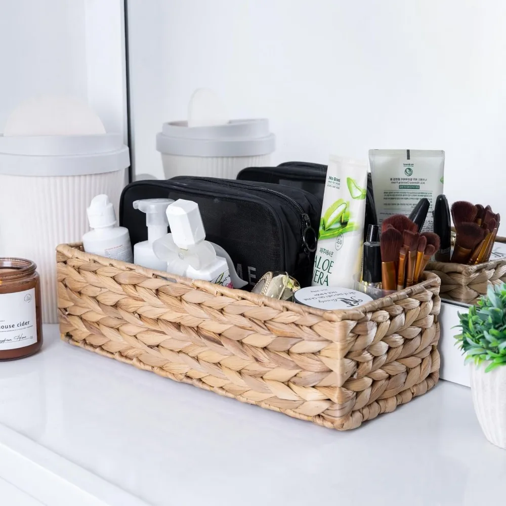 مجموعة من 3 حوامل ورق تواليت من الخيزران - سلة خزان المرحاض، الجزء الخلفي من سلة المرحاض، سلال خوص للتخزين والحمام المزخرف #5