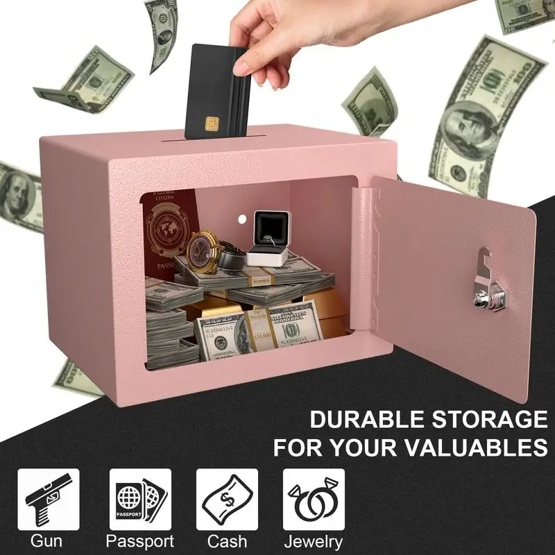 Mini-Heimtresor mit Schlüssel und Passwort, 0,23 Cu Ft, sichere Aufbewahrung für Bargeld, Dokumente und Wertsachen