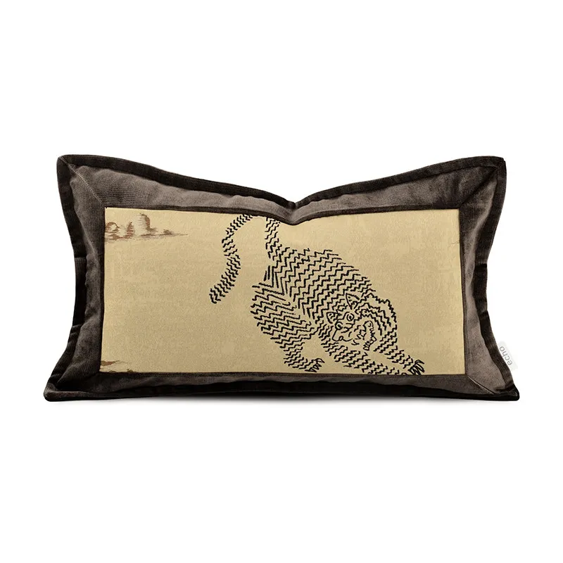 Retro Brown Tiger Pillows Luxury Brown Cushion Cover Modern Khaki Decorative Pillow Cover For Sofa Chair Home Decorations