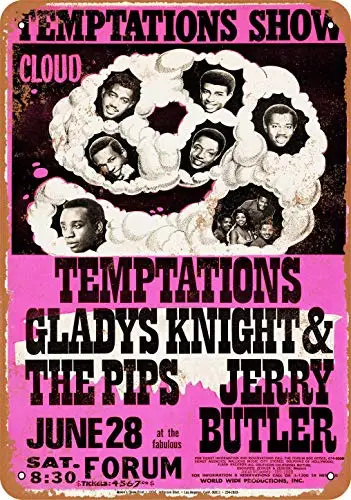 cm Blechschild 1969, The Temptations in Los Angeles, Metallschild im Vintage-Look