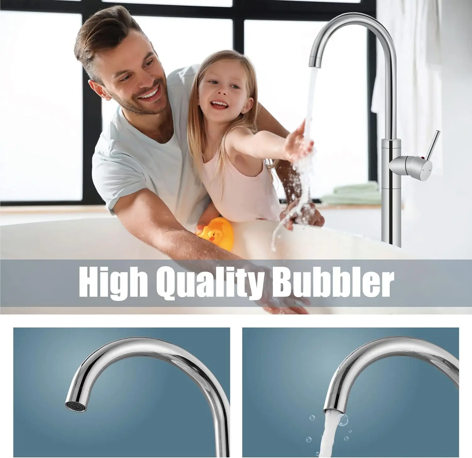 ZAPPO Freestanding Bathtub Faucet Bathroom Floor Mount Standing Tub Filler Single Lever Brass Mixer Tap Without Handheld Spray