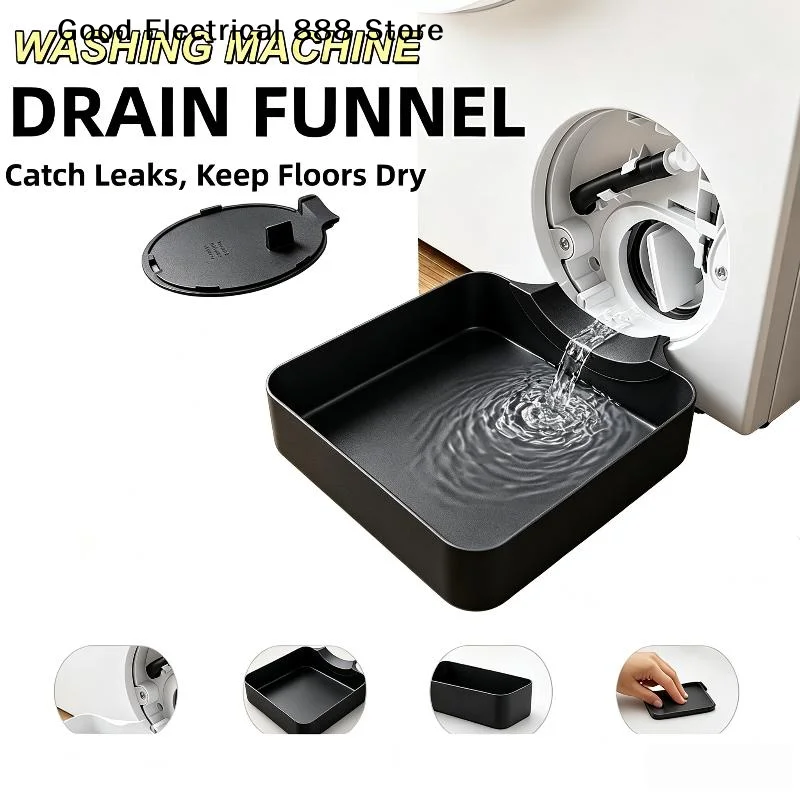 【G】1Pcs Black Leak Proof Pan Washing Machine Drain Tray Water Catch Box For Drum Washer Floor Protection