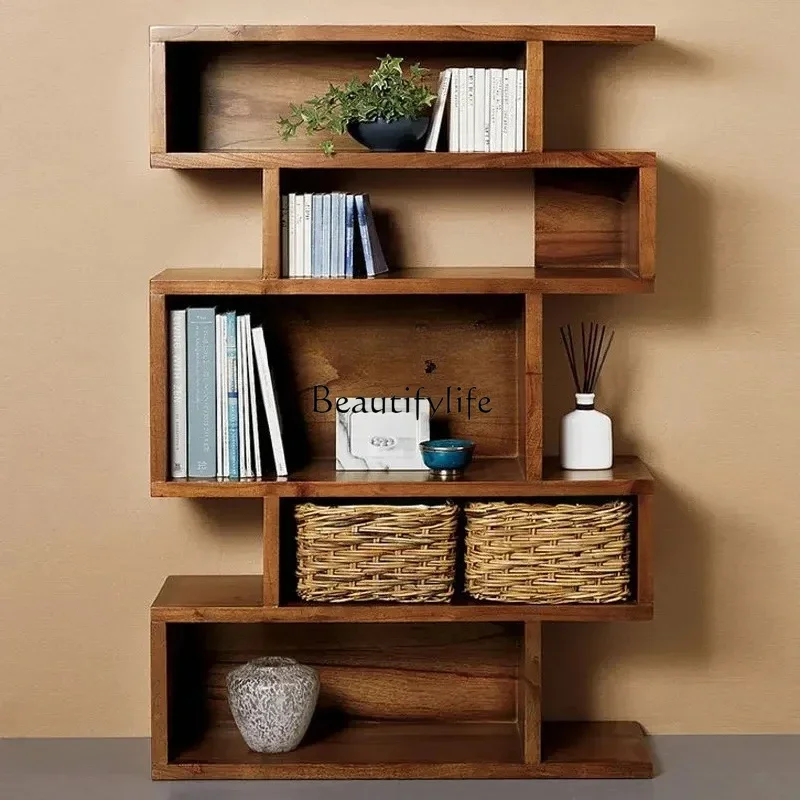 

1Nordic Solid Wood Simplicity Modern Freedom Combined Bookcase Bookshelf High Bookshelf Storage Shelf Decoration Shelf