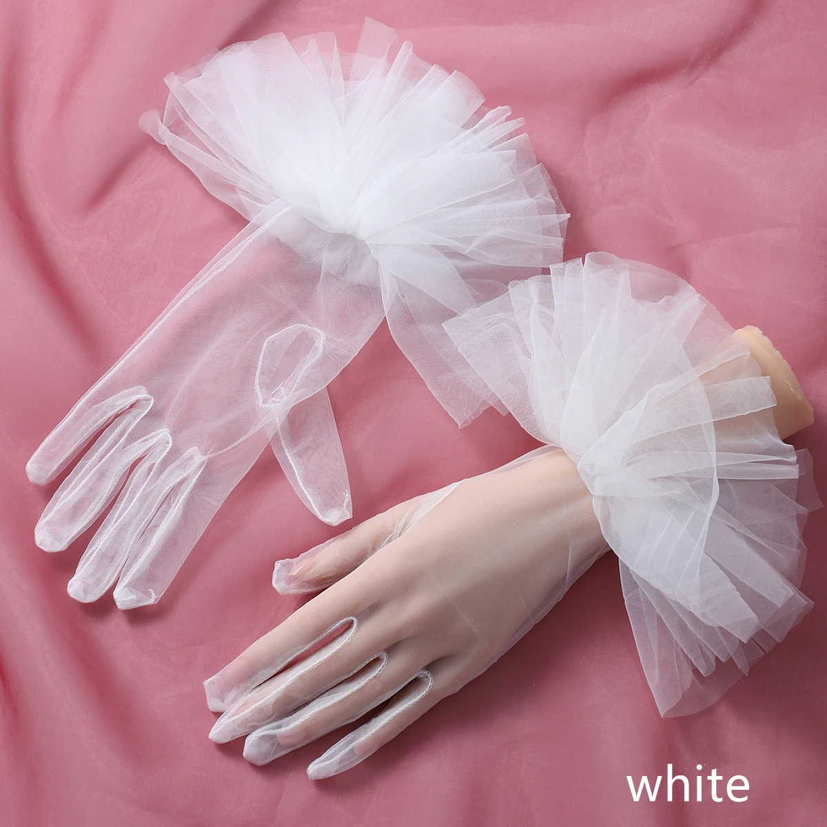 Guantes de novia de estilo de fiesta para mujer, guantes de boda elegantes blancos, adecuados para bola