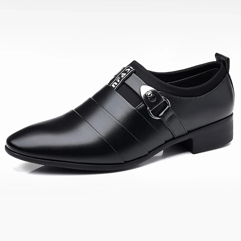 Classic Leather Shoes for Mens Slip on Pointed Toe Oxfords Formal Wedding Party Office Business Casual Dress Shoes for Male 2024 — zdjęcie 2