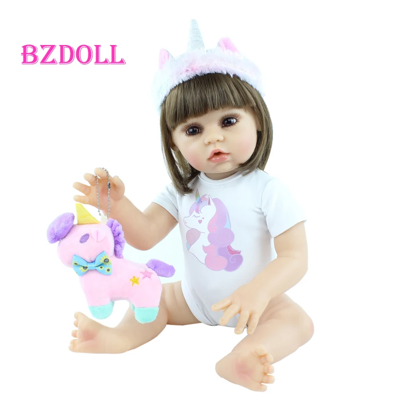 

48 CM Soft Silicone Reborn Doll For Girl 19 inch Vinyl Body Princess Babies Birthday Gift Bonecas Kids Bathe Toy