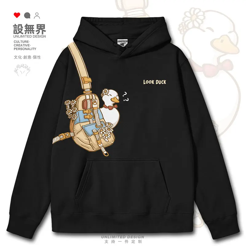 Original hand-painted cute duck backpack cartoon fun mens hoodies Coat sports for men jerseys fashion clothes autumn winter