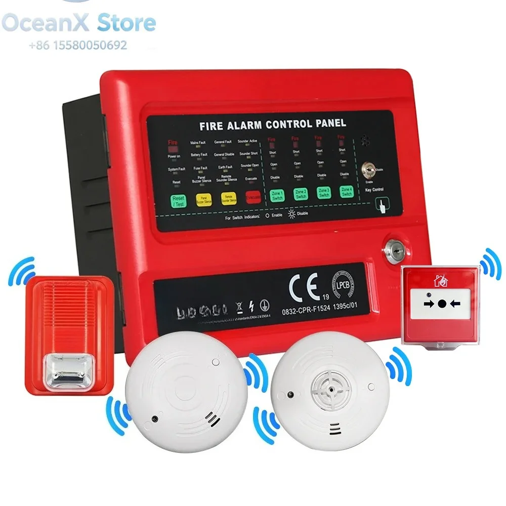 Wireless Fire Alarm System 4 Zone Wireless Fire Alarm Control Panel