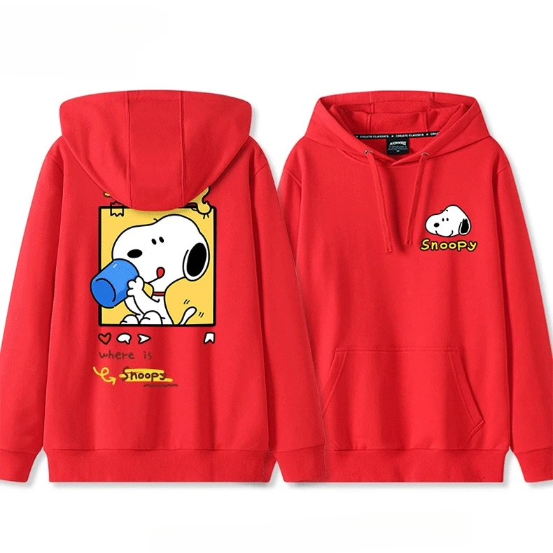 Nouveau automne lâche Snoopy pull à capuche Couple Ins cadre Charlie haut hommes et femmes mignon imprimé polyvalent haut veste à la mode