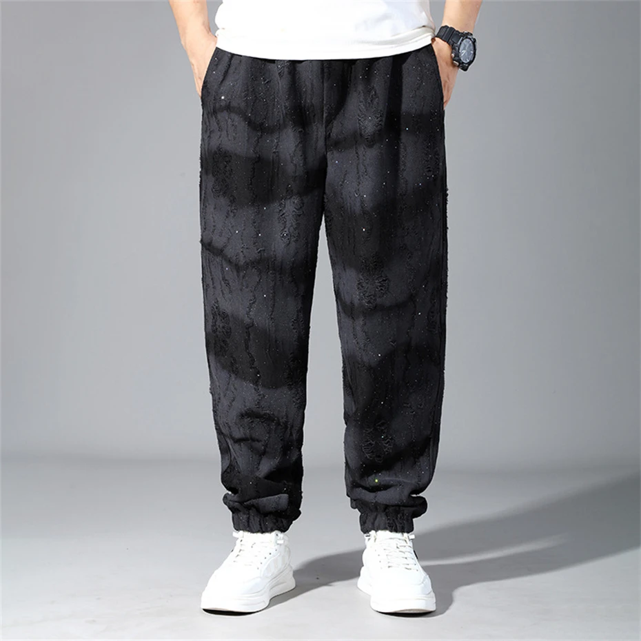 Ripped Jogger Pants Men Plus Size 12XL Sweatpants Fashion Vintage Gradient Design Joggers Male Big Size 12XL