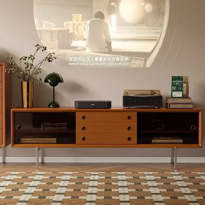 Nordic modern solid wood TV cabinet, retro furniture, ancient style simple wall one-character cabinet