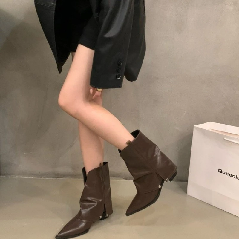 Ankle boot feminino de salto alto, antiderrapante, manga respirável, resistente ao desgaste, confortável, tudo em um, alta qualidade, moda