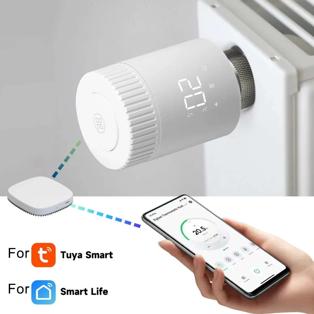For Tuya For Zigbee WIFI Smart TRV Temperature Control Valve Remote Control with Custom Scheduling and Voice Support