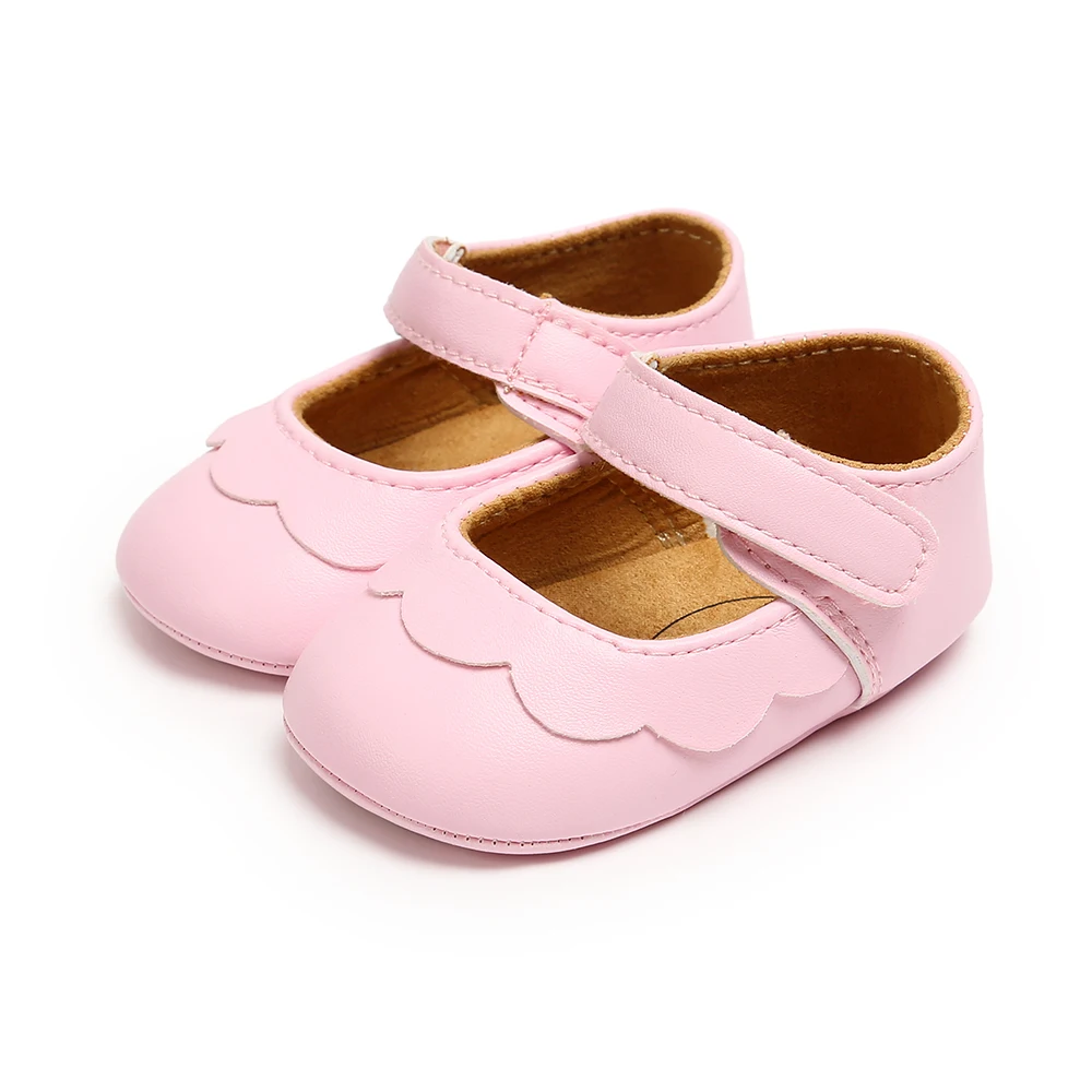 Baby Girl Princess Flat Shoes Lovely Soft Antiskid Sole Cribs Shoes Classic Mary Jane Shoes Ruffle Hem Flat Shoes