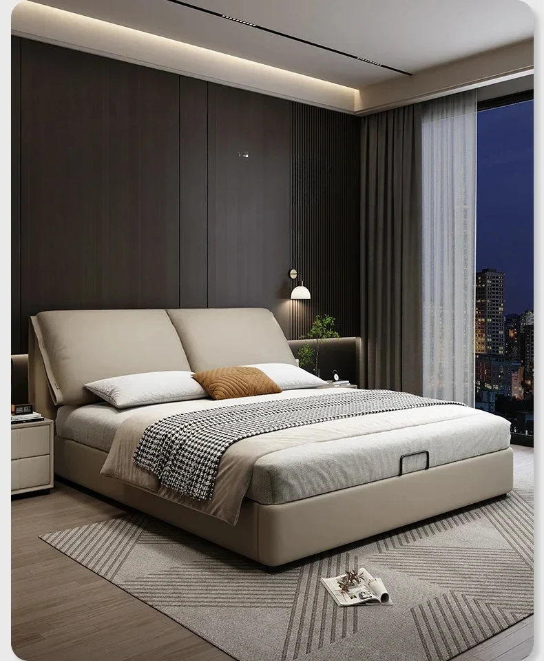 Nordic multifunctional bed, bedroom storage large double bed, modern luxury bedroom decoration furniture