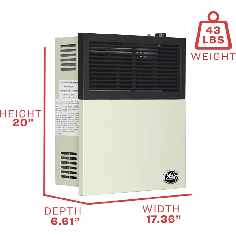 11,000 BTU Natural Gas Direct Vent Heater, Cream Finish, Compact Space Heating Solution