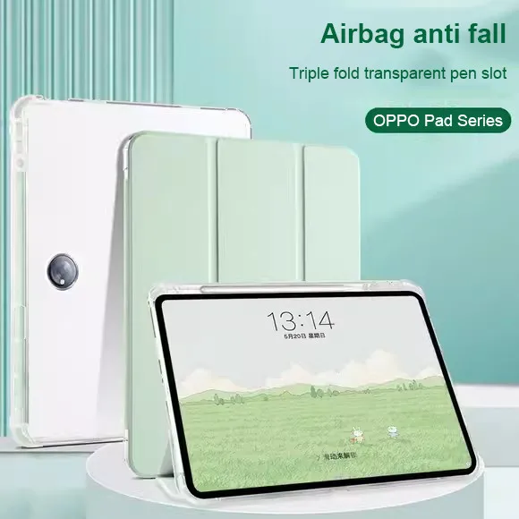 

Прозрачный чехол из ТПУ для OPPO Pad SE 11 2025 Pad2 Pad3 11,61 Air 2 Neo 11,4 Air 10,36 Трехстворчатый защитный чехол со слотом для ручки
