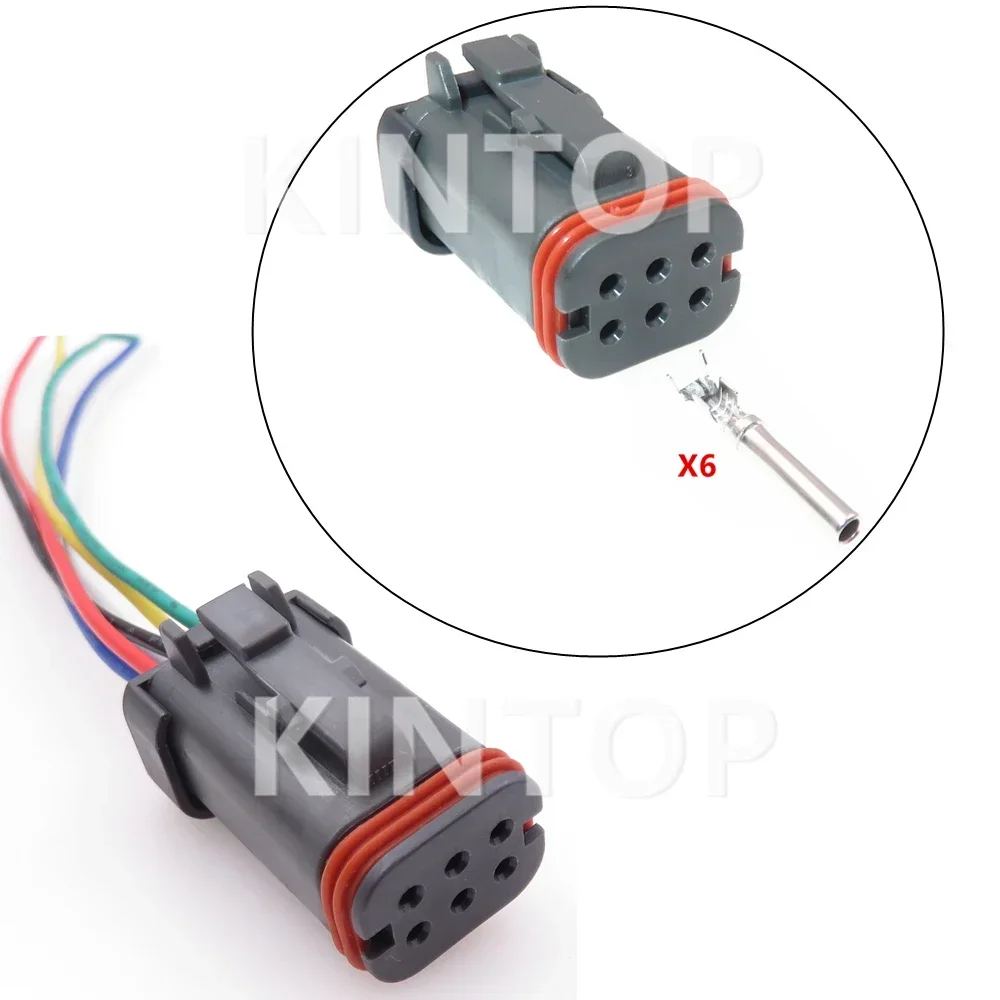 

1 Set 6 Pins AC Assembly Car Modificated Plug With Terminal DT16-6SB-KP01 Automobile Wire Socket With Wires