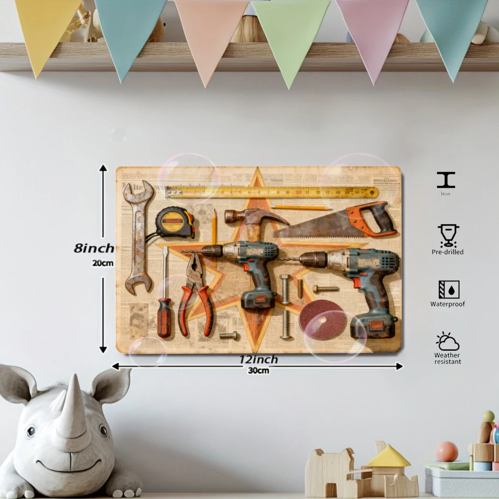 لوحة زخرفية معدنية قديمة، 8 × 12 بوصة، ديكور منزلي، جو عيد الميلاد، هدايا يومية، نمط أدوات الصيانة