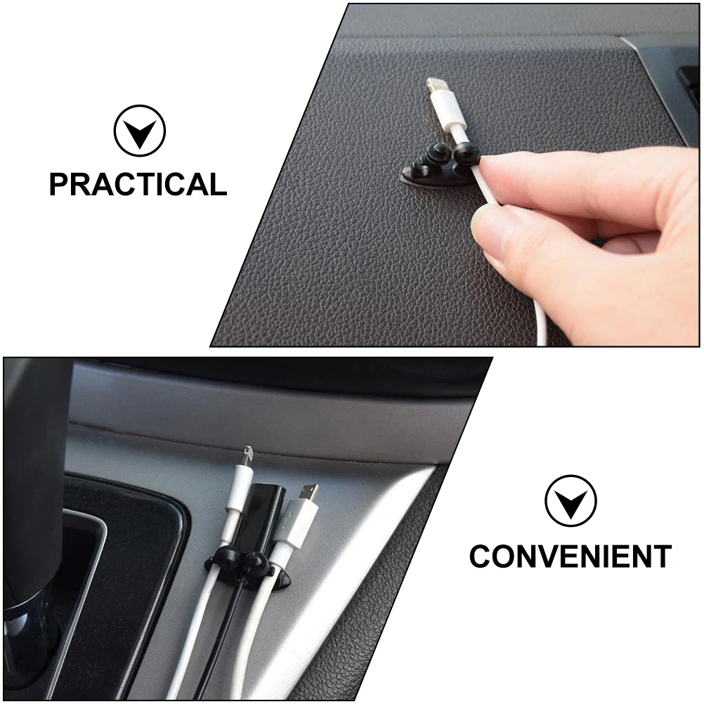 

16 Pcs Cable Management Clips Large Black Holder Inside Car Organizer PVC Material Strong Adhesive Multipurpose