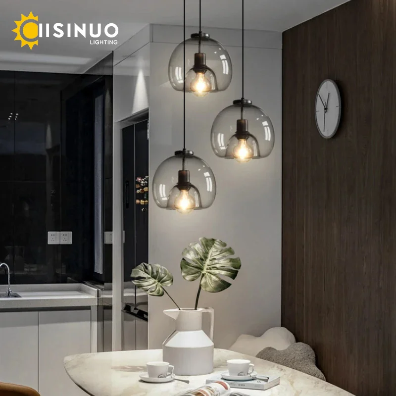 Minimalist Glass 3-Light Pendant Lamp Luxury Designer Adjustable Ceiling Light for Home Dining Table Bar Kitchen Lighting Fixtur