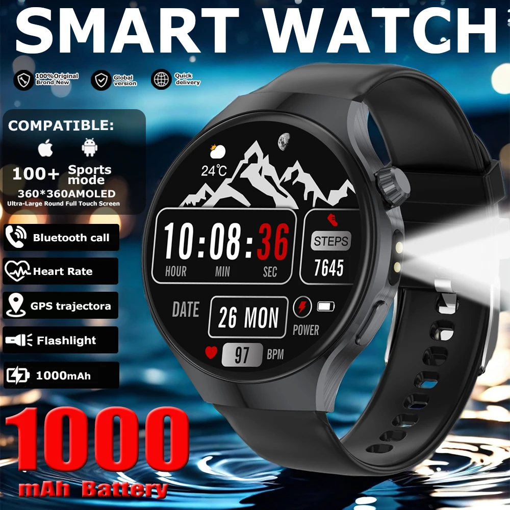 

New Smart Watch Man 1000mAh Long Standby Outdoor Smartwatch Men IP68 Waterproof Heart Rate Sport BT Call Big Battery Smart watch