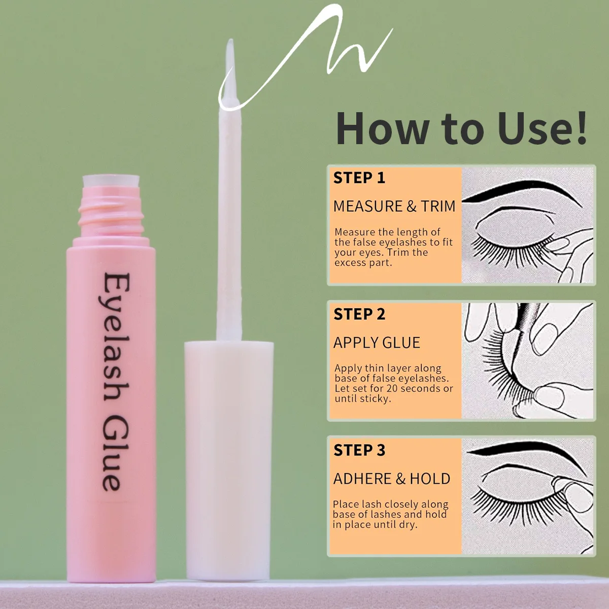 False eyelash glue lasting styling natural quick drying sticky eyelash white transparent model