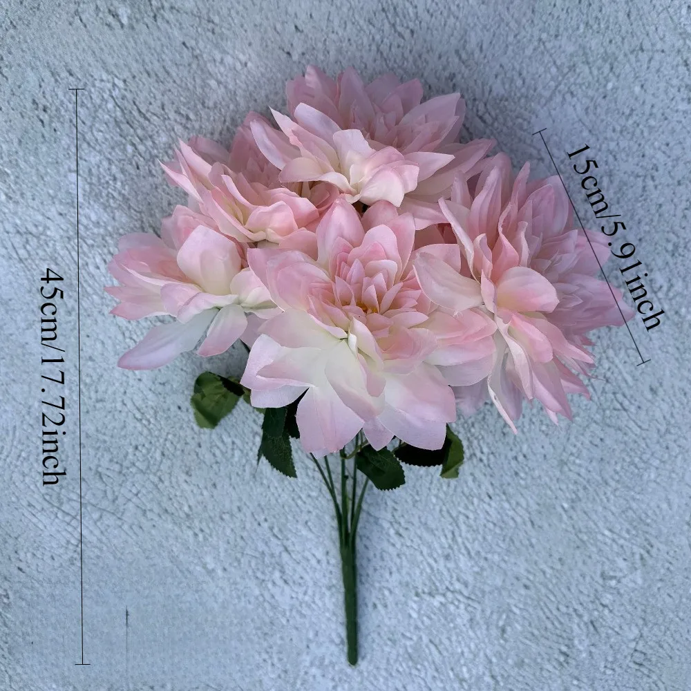 Großer Durchmesser, 7-köpfige Dahlie-Simulationsblume, tausend Schichten, Dahlie, Hochzeit, Heimdekoration, Blumenarrangement, DIY-Zubehör – Detail 2
