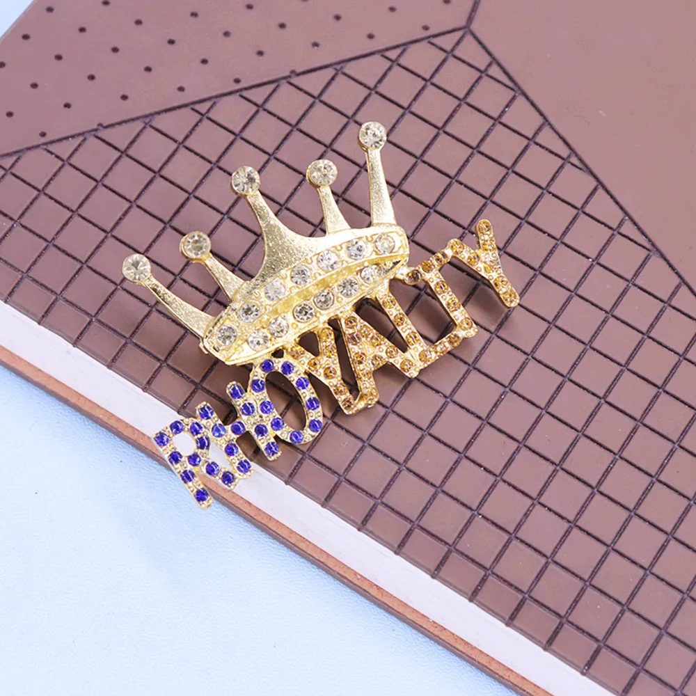 Drop Shipping Metal Sparking Diamond Inlay Top Lady Crown Rhoyalty Lapel Pin Greek Society Sign Sigma Gamma Rho Brooches