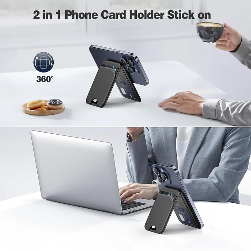 Tenmtoo for MagSafe Wallet Skórzany portfel magnetyczny na iPhone'a ze stojakiem na karty 16 15 14 13 Rozmiar Nie pasuje do iPhone'a Mini 6 — zdjęcie 5