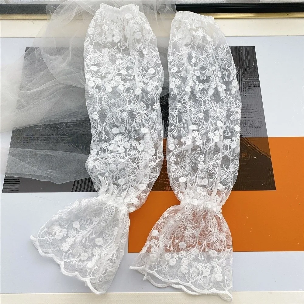 

Дышащие эластичные рукава из ледяного шелка, тонкие, ажурные, с защитой от солнца, сетчатые, с цветочным узором, солнцезащитные рукава для девочек