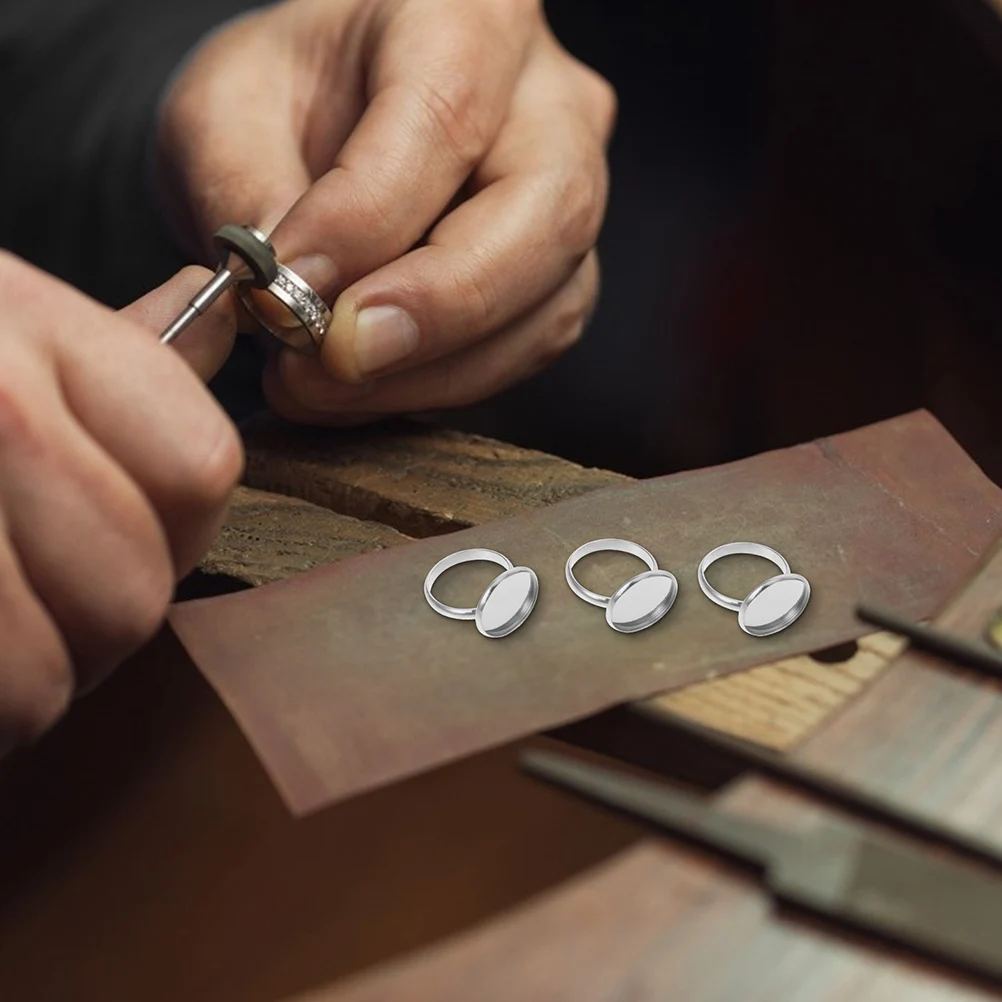 

20pcs Stainless Steel Bases Adjustable Diy Ring Blank Base For Jewelry Making Durable Finger Rings Bottom Tray Ring Setting