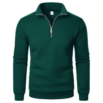 Spring Autumn new Casual Half Zipper stand collar sweatshirt Trend Simple slim men Pullover long sleeve tops Men's sweatshirt 6