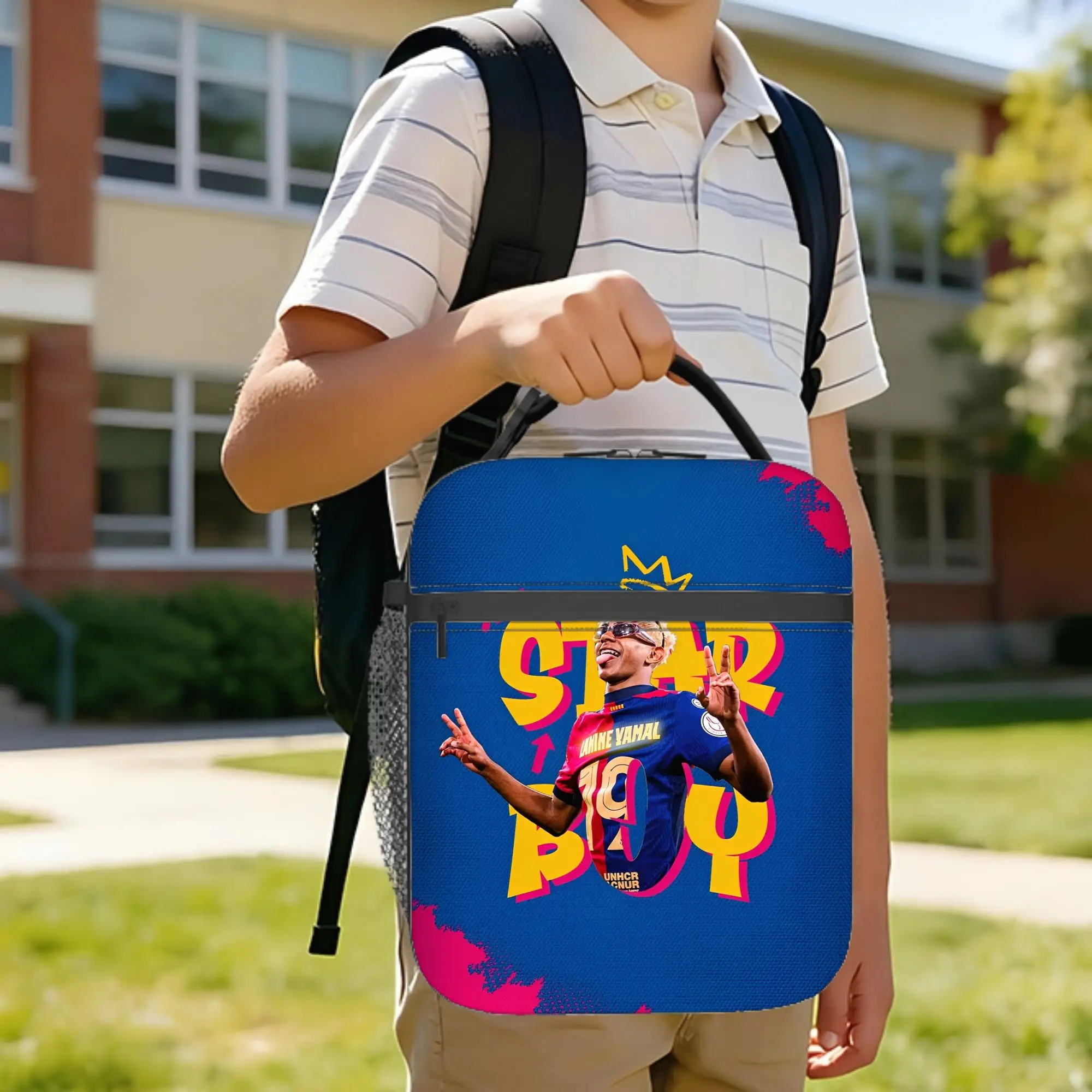 Football Soccer Lamine Y-Yamal Insulated Lunch Bags Portable Reusable Thermal Bag Tote Lunch Box Beach  Outdoor Bento Pouch