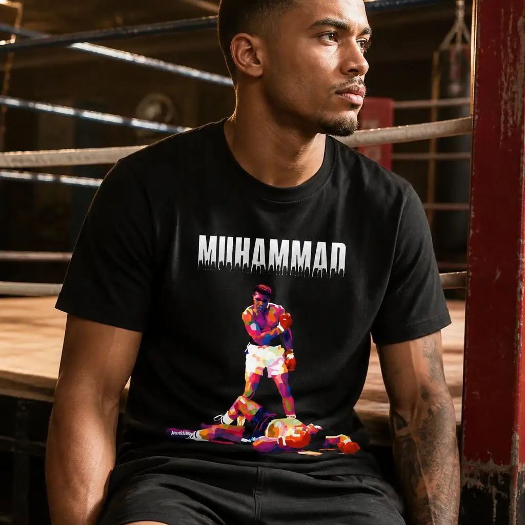 Muhammad-Alis Iconic Pose T Shirts Casual Tees Short Sleeve Round Collar T-Shirt Pure Cotton Tops