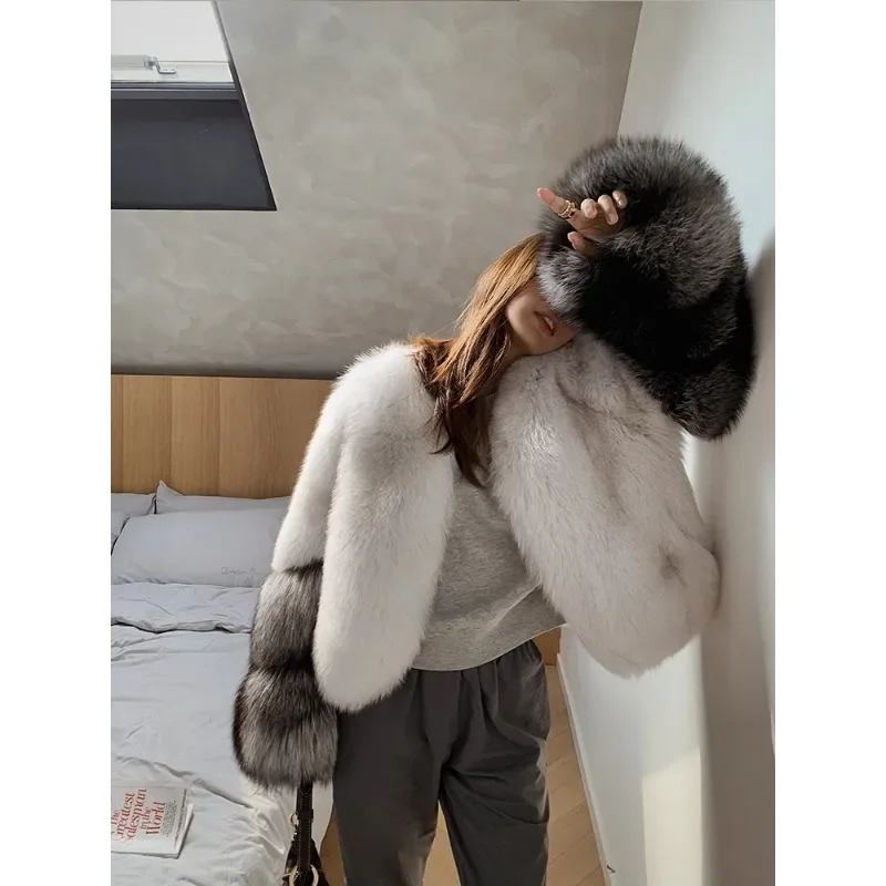 女性用フォックスファーコート,輸入,レザー,ナチュラル,新品,2024