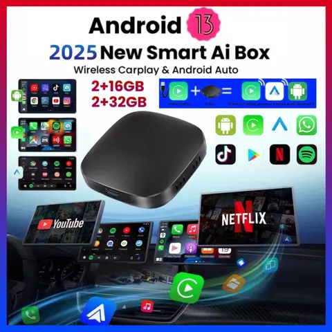 2025 Smart CarPlay Ai Box Android 13 TV Box Wifi sans fil Android Auto magasin de jeu intégré pour Netflix YouTube OEM CarPlay voitures