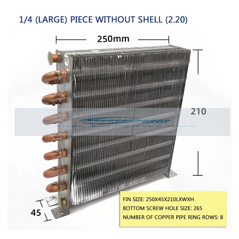 Freezer condenser Air-cooled water-cooled aluminum fin condenser Copper tube radiator fin heat exchanger without shell