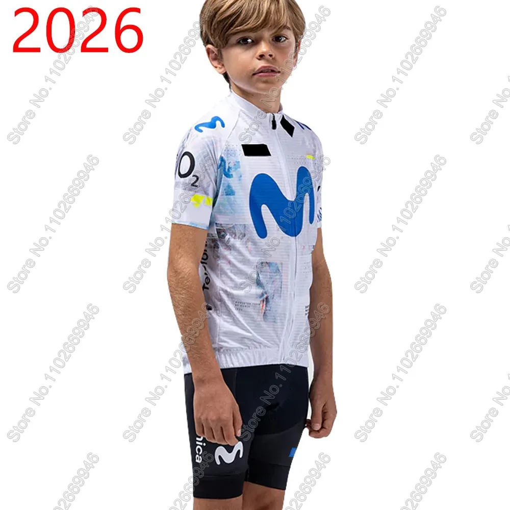 

Kids 2026 M Pro Team Spain Cycling Jersey Set White BLue Boys Girls Cycling Spain Clothing Children Bike Suit MTB Ropa Maillot