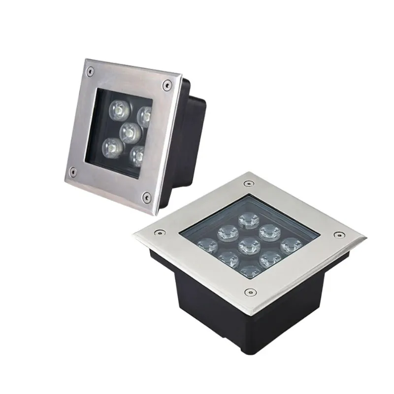 방수 사각 LED 야외 바닥 조명, 지하 정원 장식, 매립형 램프 AC85-265V, IP68, 1W, 3W, 4W, 5W, 6W, 9W, DC12V