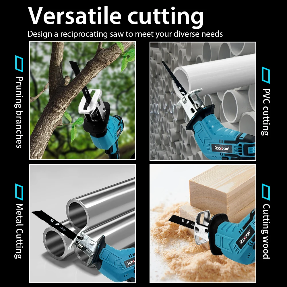 Cordless Electric Reciprocating Saw Wood Metal Cutting Saw Lithium Battery Saber Saw Portable Saw Power Tool For Makita Battery