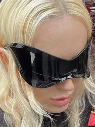 Oversize Cyberpunk Retro jednoczęściowe okulary przeciwsłoneczne z przyszłą technologią dla kobiet Y2K Fashion Super Sunglasses Punk Mask UV400