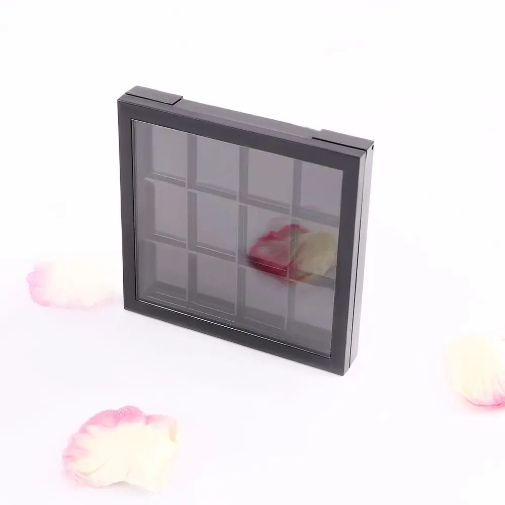 Couvercle 12 grilles récipient cosmétique boîte de rangement de maquillage pour les yeux plat de fard à paupières vide boîte d'échantillon de rouge à lèvres bricolage Palette de fard à paupières